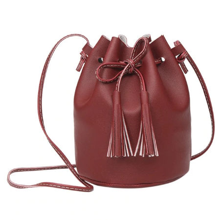 Rundes Utensilo aus Kunstleder - Bobbel Bag - Rotbraun